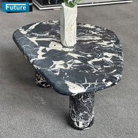 Table basse en marbre noir Calacatta à 3 pieds de style royal naturel et moderne pour salon, villa, hôtel, meubles de maison