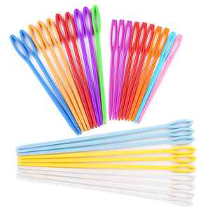 1000pcs/<b>bag</b> Mixed Color 5.5/7/9/15cm Plastic Knitting Needles Crochet Hooks Wool Yarn Needle DIY Sweater Weaving Tools Accessory - Product Image 1