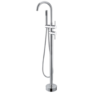 Grifo de Bañera Monomando de Cromo Pulido para Montaje en Suelo, Superficie Cepillada para Bañeras Independientes en Apartamentos - Product Image 1