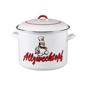 Casserole en émail Allzwecktopf 14 L 28 cm blanche avec couvercle, design Chef - Product Image 1