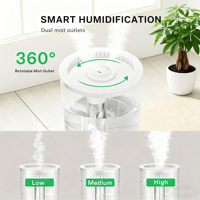Humidificateur portable ultrasonique 5L à remplissage par le haut, en plastique, pour bureau, maison, hôtel, désinfection, aromathérapie, LED