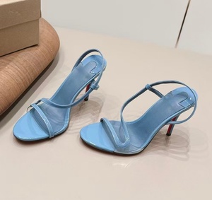 High-end brand glossy leather round-toe ankle strap <b>low</b>-<b>heeled</b> <b>sandals</b> for summer outerwear, elegant fashion shoes - Product Image 4