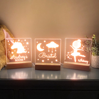 Lampe lumineuse en bois avec chargeur USB pour chambre à coucher, panneau en acrylique, cadeau personnalisable
