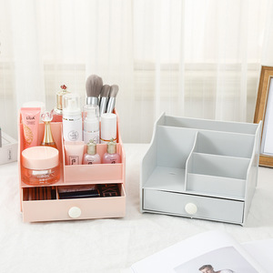 Cosmetic Organizer With <b>Drawers</b> <b>Plastic</b> Multi Compartment <b>Storage</b> Box For Makeup Desk <b>Storage</b> Simple Style 6-10 L Capacity - Product Image 1