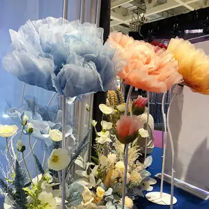 L831 Grandes fleurs en organza à fermeture automatique pour mariage Fleur géante automatique pour décoration de mariage