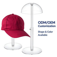 Présentoir à chapeaux en acrylique avec base ronde et tige filetée, pour l'angle de vente, avec logo personnalisé, idéal pour maintenir la visière des casquettes orientée vers l'avant