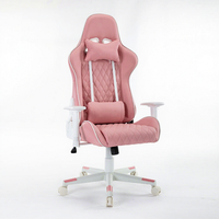 Fauteuil de Gaming Exécutif Traditionnel Rose à Dossier Haut, en Cuir, avec Massage 4D Rafraîchissant, Appuie-tête et Soutien Lombaire Convertibles, Pivotant, pour Chambre