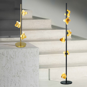 Postmodern <b>LED</b> Floor Lamp Luxury Living Room Sofa Side <b>Table</b> High-End Creative Bedroom <b>Bedside</b> Glass Modern Home Standing Lamp - Product Image 1