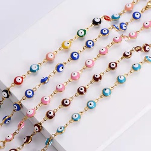 Bracciale malocchio turco con perline smaltate colorate in acciaio inossidabile placcato oro fortunato - Product Image 6