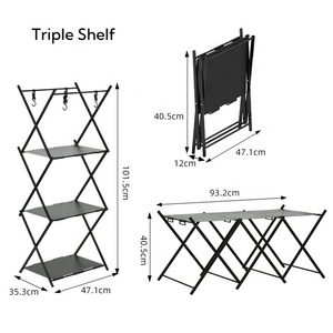 Có thể gập lại cắm trại Kệ <span class=keywords><strong>Rack</strong></span>, hợp kim nhôm trại bảng, ngoài trời mục đích kép cắm trại kệ lưu trữ cho ngoài trời - Product Image 3