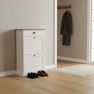   Meuble à chaussures élégant en pin massif blanc 60x35x96 cm - Product Image 2