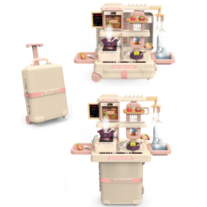 ชุดของเล่นเด็ก 3 in 1 กระเป๋าเดินทางครัว ของเล่นทำอาหาร<span class=keywords><strong>เชฟ</strong></span> ของเล่นบ้าน ของเล่นเสริมพัฒนาการเด็ก พร้อมโต๊ะอาหารแบบพ่นสเปรย์ - Product Image 1