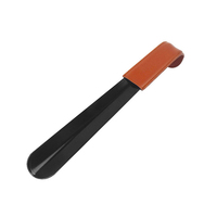 Chausse-pied en acier inoxydable noir poignée en cuir chausse-pied de voyage pour personnes âgées hommes femmes enfant