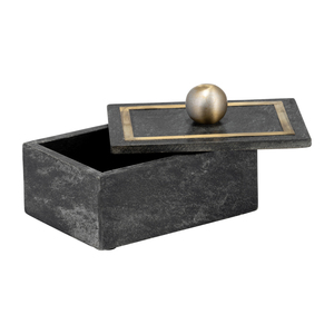 Scatola Decorativa Minimalista in Marmo con Coperchio in Ottone Intarsiato, Contenitore per Gioielli, Arredamento Moderno per la Casa - Product Image 3