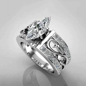 Anello dal Design a Forma di Marquise Cava, Anello Classico da Dito per Donne - Product Image 5