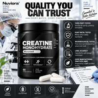 Capsules végétales de créatine monohydrate en vrac, directement de l'usine OEM, pour hommes et femmes, 60 unités, favorise les performances et la récupération*, sans OGM, GMP