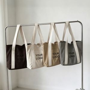 กระเป๋าผ้าแคนวาสสีเทาขนาดใหญ่พิเศษ ทนทาน รับสกรีนโลโก้ สำหรับเดินทาง - Product Image 3