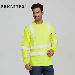 Sécurité haute visibilité hommes chemise de travail logo personnalisé vêtements néon à manches longues construction chemises de travail coupe-feu