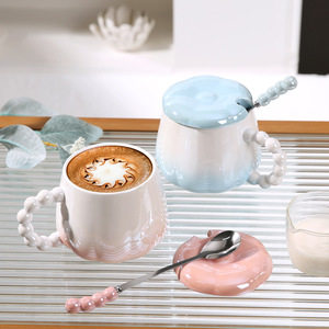 <span class=keywords><strong>Mug</strong></span> en céramique coloré avec couvercle à motif marbré, <span class=keywords><strong>support</strong></span> pour cuillère, impression de logo - Cadeau accompagnant - Product Image 3