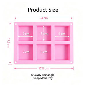 Molde de Silicona Cuadrado de 6 Cavidades para Jabón, Molde para Hacer Jabón Artesanal, Molde de Silicona de Grado Alimenticio, Logotipo Personalizado OEM ODM - Product Image 3