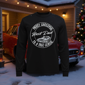 Joyeux Noël, meilleur papa, t-shirt à manches longues avec graphique de voiture classique - Product Image 3