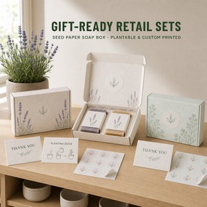 Caja de Regalo Corporativa de Jabón de Papel Sembrable con Impresión Personalizada, Estilo Moderno Minimalista con Cinta Decorativa y Tarjeta de Agradecimiento, Venta al por Mayor - Product Image 3