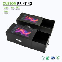 Caja de almacenamiento deslizable con efecto degradado, negra mate, con diseño de ondas abstractas y coloridas y tirador de cinta, al por mayor