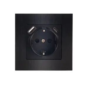 Miglior scelta piastra in alluminio oro nero grigio colore EU Standard presa A parete elettrica tedesca con tipo A/C USB presa caricabatterie da parete