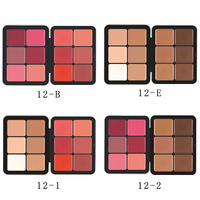 Palette Maquillage Professionnelle 12 Couleurs Fard à Joues Crème Anti-Cernes Végétal Étiquette Privée Enlumineur Cosmétique Palette Fer Logo Personnalisé