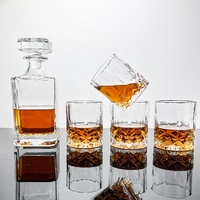 Juego de decantador de whisky cuadrado de vidrio transparente sin plomo de 25 oz, caja de madera grabada de whisky personalizada para licor Scotch Bourbon