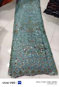 Tela de seda importada con cuentas de diseño para ropa de mujer, ligera, cómoda e ideal para uso casual, étnico y formal. - Product Image 2