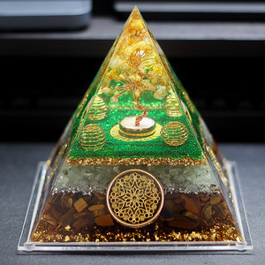 Nature Rerin 15cm Crystal Yellow Citrine Wealth Tree Pyramid Geomancy 3-Tier Money Magnet for Office & Business Success - Product Image 2
