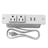 Multiprise encastrable pour bureau avec 2 prises CA et 2 ports USB-A, prise de courant encastrée pour mobilier de bureau