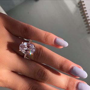 Nouveau classique émulation diamant ovale 9*13 Radine coupe 9 carats platine plaqué mariage bagues de fiançailles pour hommes et femmes - Product Image 5