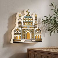 Lampe murale sans fil rechargeable en forme de château imprimé en 3D avec détecteur de mouvement, silhouettede mosquée, décoration islamique du Ramadan