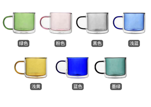Mugs isothermes à double paroi DFM01 250ml, verre transparent bleu vert rose ambre bleu turquoise, gobelets de bureau, cadeaux promotionnels - Product Image 6