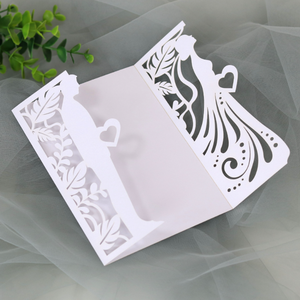 <span class=keywords><strong>Carte</strong></span> d'invitation de mariage romantique en papier perlé écologique, motif creux marié et mariée, pour baby shower, <span class=keywords><strong>anniversaire</strong></span>, Saint-Valentin - Product Image 6