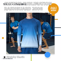 Rashguard à manches longues imprimé par transfert thermique personnalisé, 200g polyester/nylon, unisexe, Jiu Jitsu, élasticité