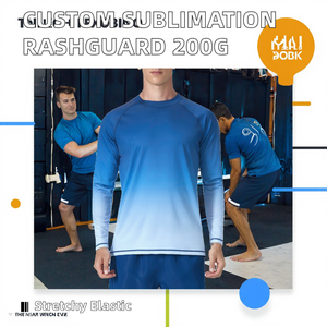 Custom Heat-Transfer Printed Long Sleeve Rashguard 200g Polyester/Nylon Unisex Jiu Jitsu <b>Elasticity</b> - Product Image 5
