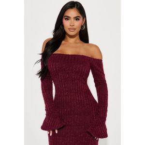 Nouvelle arrivée, style personnalisé, pull à manches longues, épaules dénudées, robe décontractée pour femmes, chaude pour l'hiver - Product Image 6