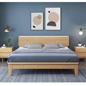 Cama de Alta Calidad con Estructura de Madera, Tamaño King Size, Muebles de Cama Doble, Estilo Nórdico Europeo, Cama de Madera Maciza Moderna y Sencilla - Product Image 1