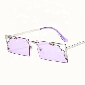 Lunettes de soleil tendance pour hommes et femmes, monture petite, métalliques, UV400, rectangulaires, nouvelle collection 2021, vente chaude - Product Image 6