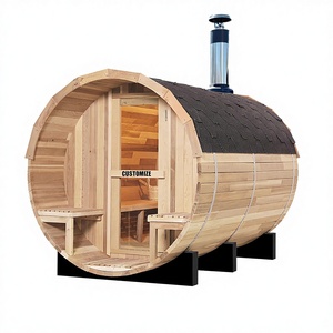 Sauna <span class=keywords><strong>a</strong></span> Botte in Legno Massello Personalizzabile per Esterni con Veranda, <span class=keywords><strong>Stufa</strong></span> <span class=keywords><strong>a</strong></span> <span class=keywords><strong>Legna</strong></span> o Elettrica, Kit Fai-da-te per 4-8 Persone - Product Image 1