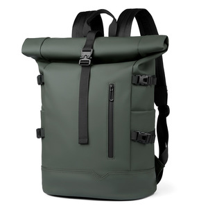 15.6" Unisex Waterproof PU Laptop <b>Backpack</b> Polyester Zipper Closure Large Capacity Eco-Friendly Arcuate Shoulder <b>Strap</b> Outdoor - Product Image 3