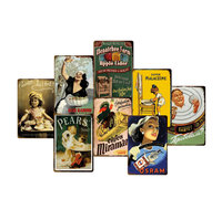 Plaque en métal vintage Chief Railroad Pinup Girl, style moderne et traditionnel, plaquée or, effet rouillé, pour garage, man cave, thème été et train