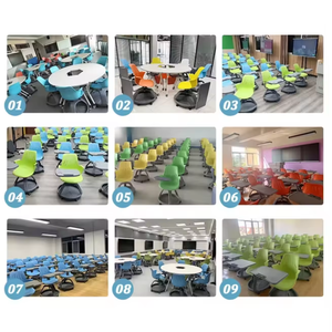 Sillas de Estudio Modernas de Plástico al por Mayor para <span class=keywords><strong>Aula</strong></span>, Oficina en Casa y Entrenamiento Escolar con Tablero de Escritura y Ruedas - Product Image 6