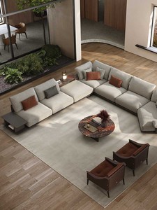 Luxury Italian Design Modular Deep <b>Sofa</b> Ultra Soft Leather Upholstered Sectional <b>for</b> Villa Living Room Project - Product Image 3