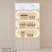 Armoire de présentation de maquillage en bois personnalisée minimaliste moderne Finition émaillée au four |   Salon de beauté, magasin de détail pour |   Affichage