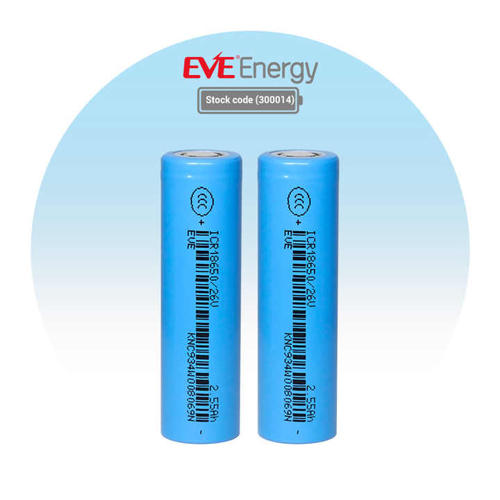 EVE 18650 Battery - 2550mah, 3.6V, 1000 Cycles for E-bikes