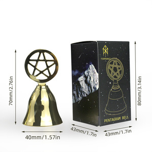 Nouveau pentagramme méditation laiton cloche table à manger cloche tarot cérémonie entourant or petite cloche divination accessoire - Product Image 6